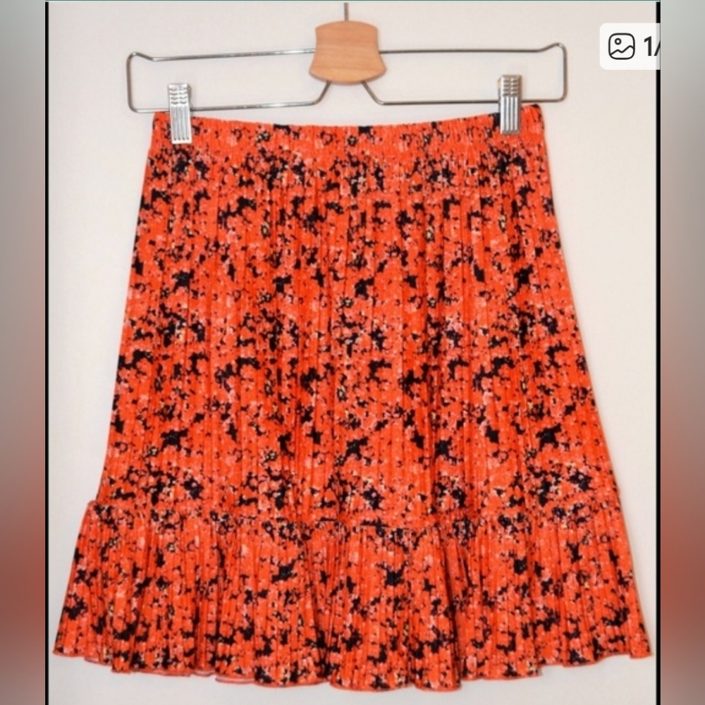 Zara Orange and Black pleated Skirt